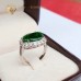 แหวน หยกจักรพรรดิ ล้อมเพชรแท้ ทองคำขาวแท้ 18k (Jade natural) สีเขียวสด รูปทรงหัวใจ