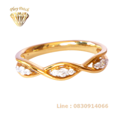 แหวนเพชรน้ำ 100 ตัวเรือนทองคำแท้ 18k Infinity Ring Diamond ขนาดรอบวง 52 ขายได้ จำนำได้ รับเปลี่ยนแบบ ซื้อคืน