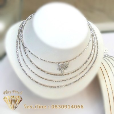 จี้เพชรหัวใจระย้า สร้อยคอ White Gold อิตาลี 18K 